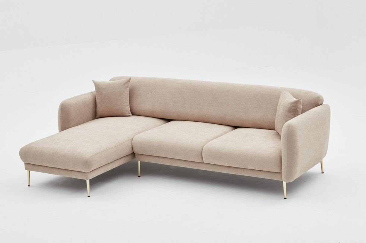 Canapé d'angle avec fonction couchage Gauche Simena Beige - Golden Leg