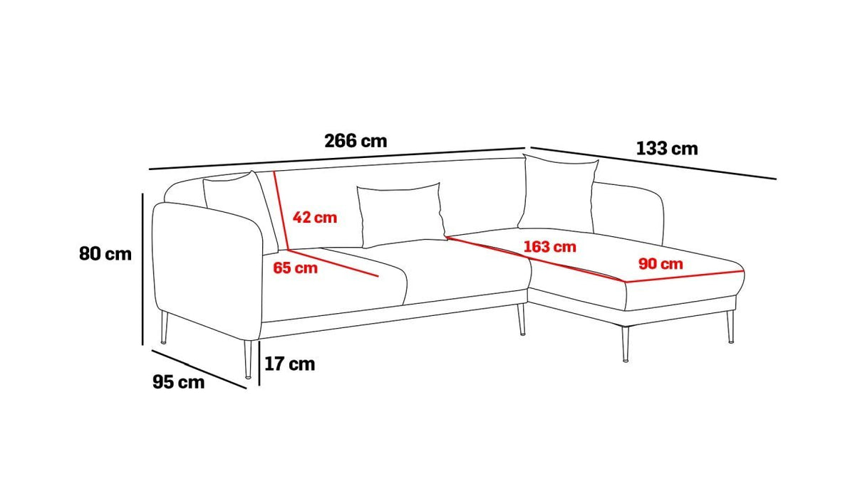 Canapé d'angle avec fonction couchage Gauche Simena Beige - Golden Leg