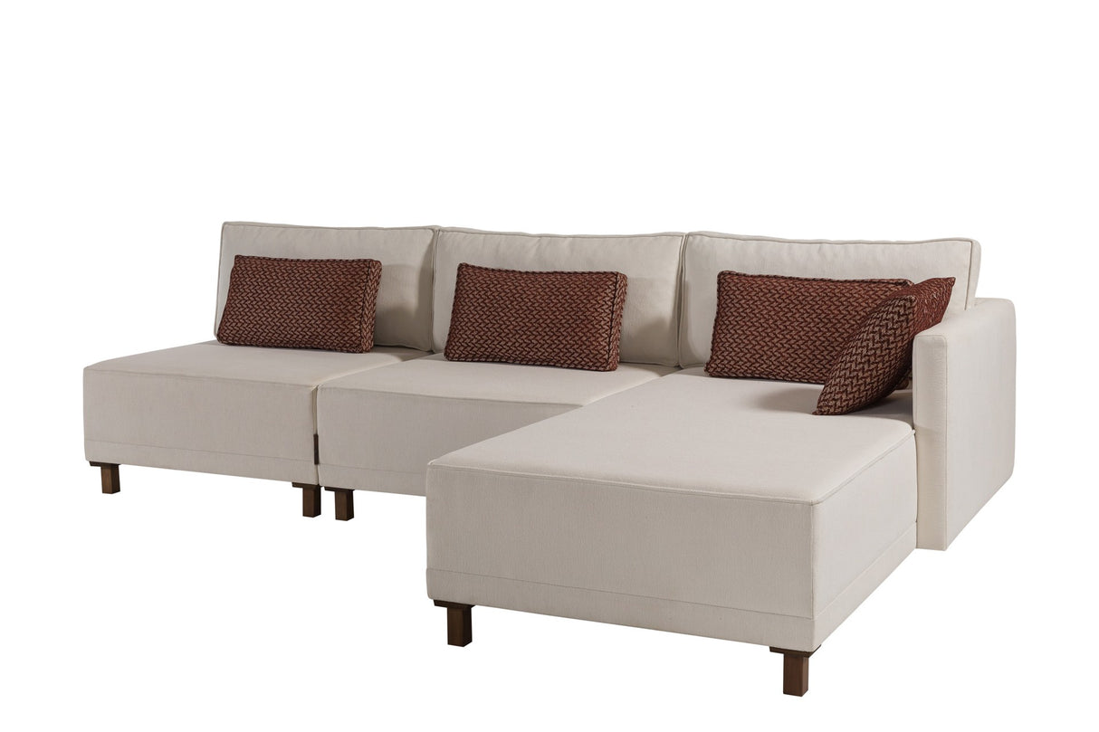 Canapé d'angle avec fonction couchage Droit Matris Beige