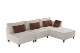 Canapé d'angle avec fonction couchage Droit Matris Beige