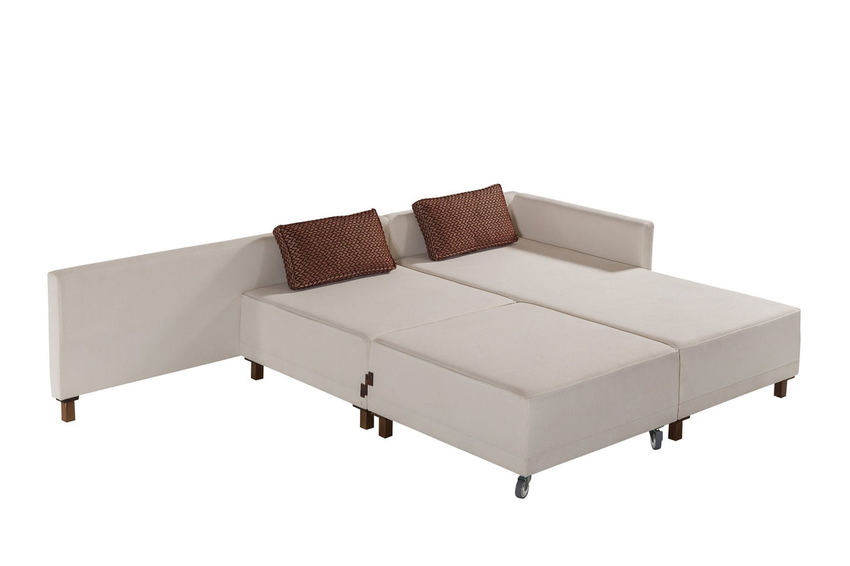 Canapé d'angle avec fonction couchage Droit Matris Beige