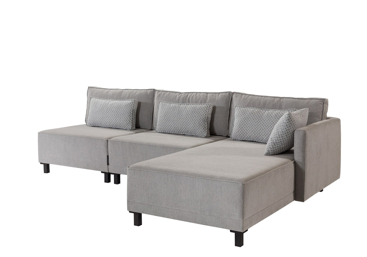 Canapé d'angle avec fonction couchage Droit Matris Gris