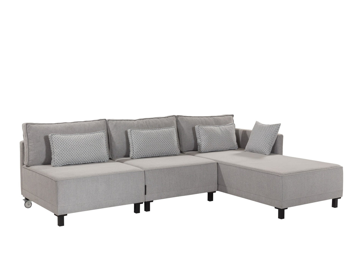 Canapé d'angle avec fonction couchage Droit Matris Gris