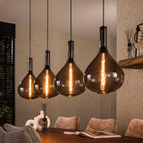 Suspension industrielle 4 lumières en verre fumé Karen