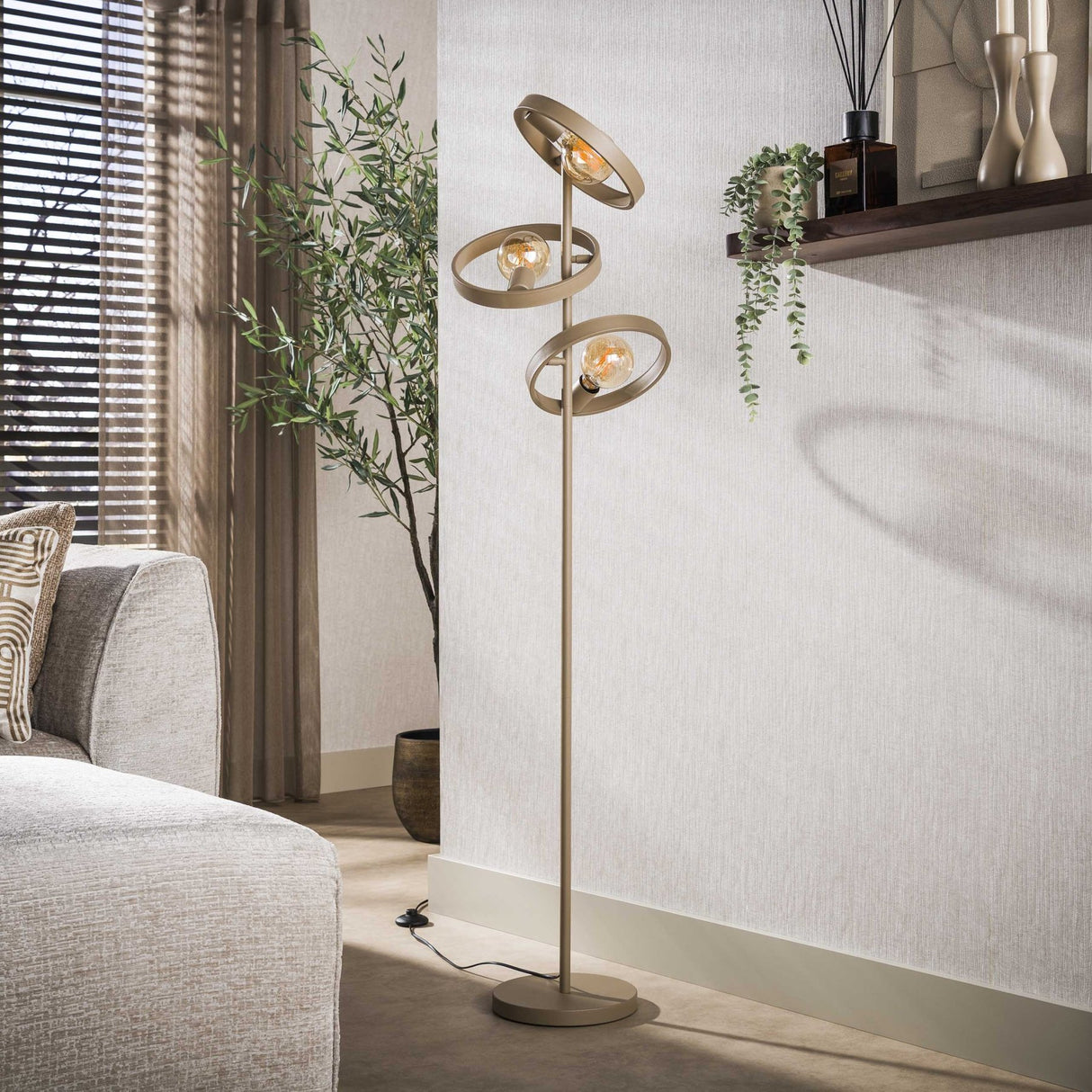 Moderne Vloerlamp Otan 3L Beige 155 cm