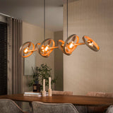 Lampe suspendue 6 lumières en métal beige ronde Otan