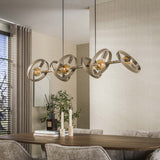 Lampe suspendue 6 lumières en métal beige ronde Otan