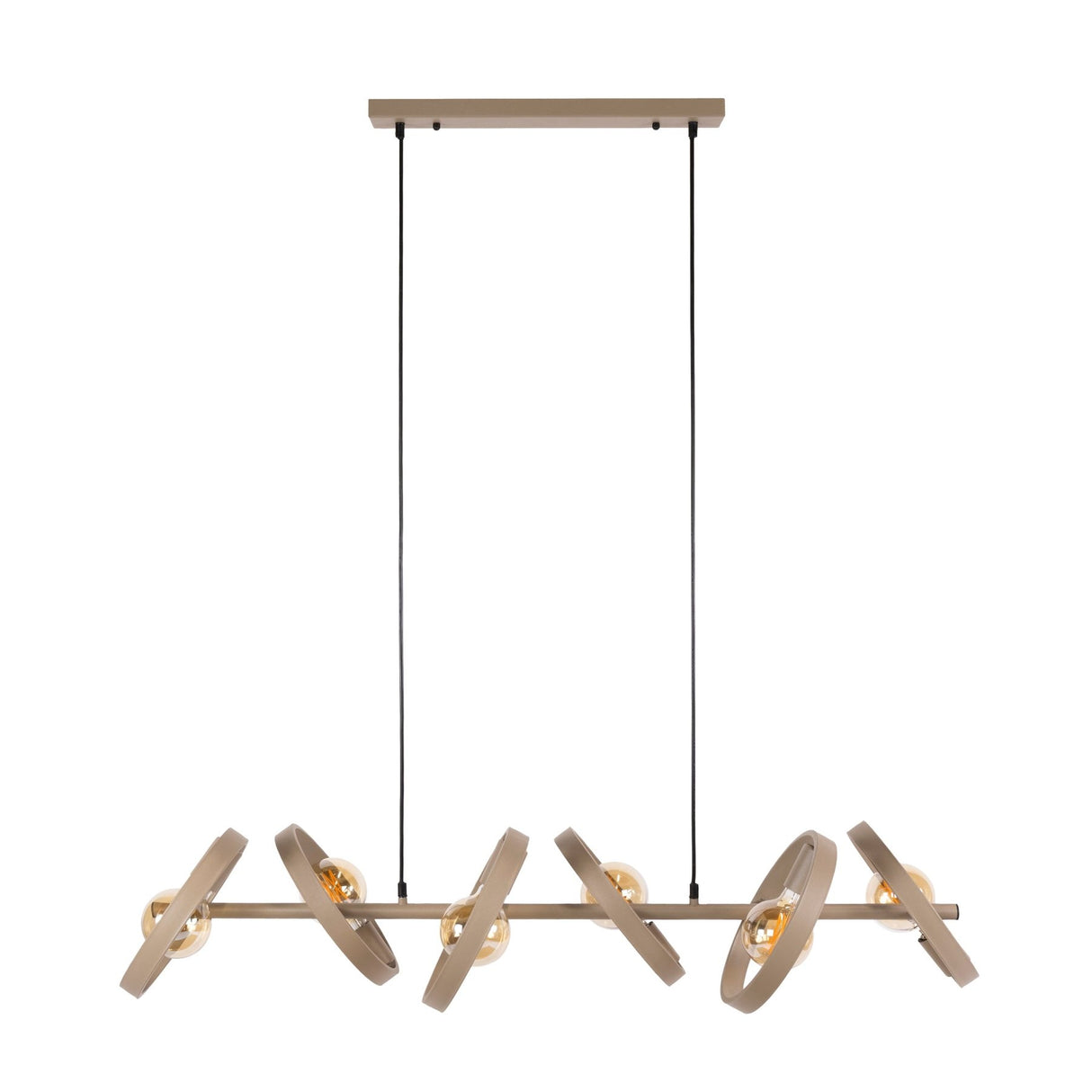 Lampe suspendue 6 lumières en métal beige ronde Otan