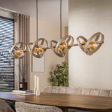 Lampe suspendue 8 lumières en métal beige ronde Otan