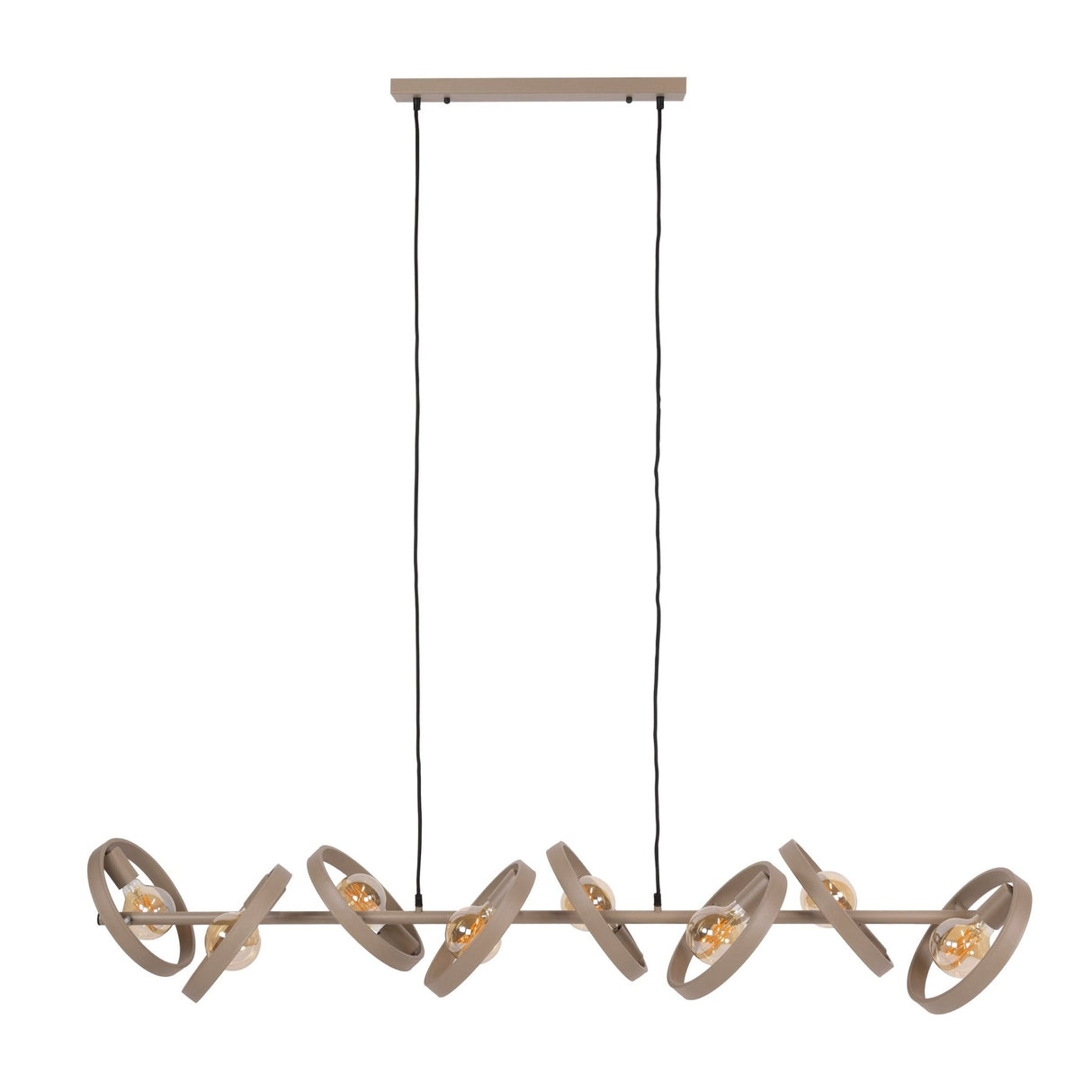 Lampe suspendue 8 lumières en métal beige ronde Otan