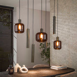 Suspension Dax 7 lumières marron 105 cm 