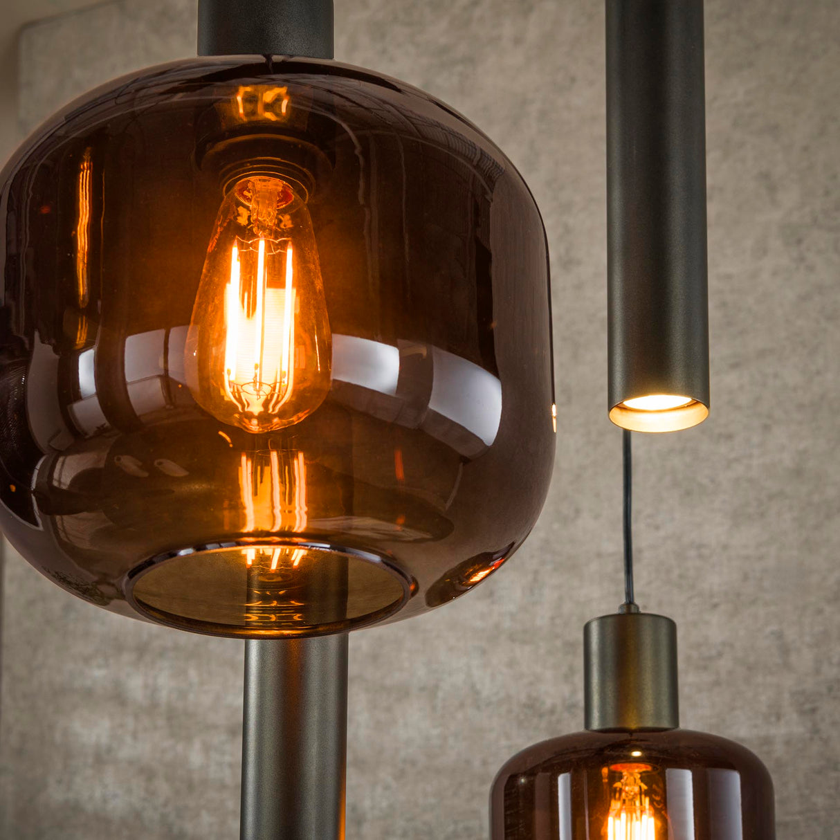 Suspension Dax 7 lumières marron 105 cm 