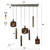 Suspension Dax 7 lumières marron 105 cm 