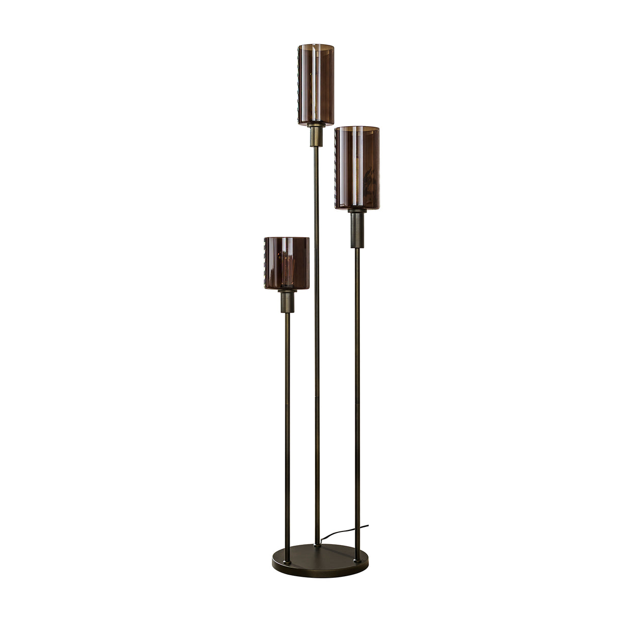 Lampe de sol industrielle à 3 lumières échelonnées - Sienna Brun 