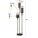 Lampe de sol industrielle à 3 lumières échelonnées - Sienna Brun 