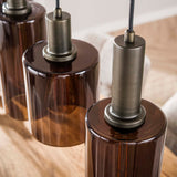 Lampe suspendue industrielle 6 lumières Sienna marron 118 cm 