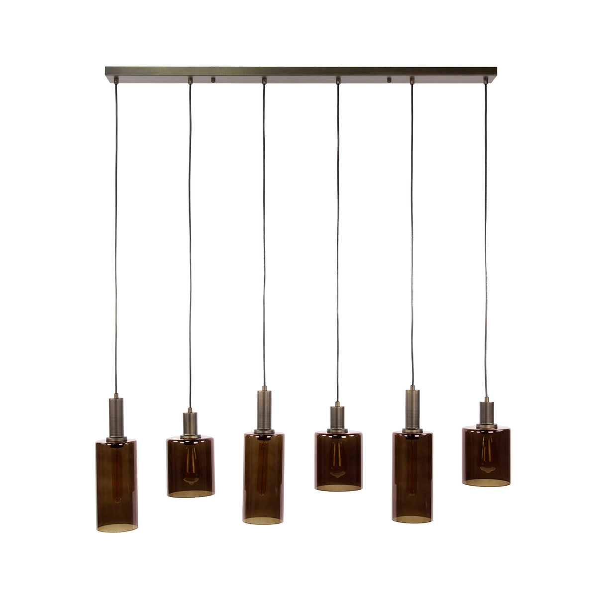 Lampe suspendue industrielle 6 lumières Sienna marron 118 cm 