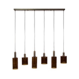 Lampe suspendue industrielle 6 lumières Sienna marron 118 cm 