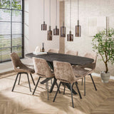 Lampe suspendue industrielle 6 lumières Sienna marron 118 cm 