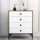 Ladekasten - Ladekast Lizbon Walnoot Wit Melamine 76x90,7x40 cm - 4 lades - Dimehouse