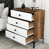 Ladekasten - Ladekast Lizbon Walnoot Wit Melamine 76x90,7x40 cm - 4 lades - Dimehouse