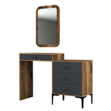 Ladekasten - Ladekast Kaptafel Lizbon Walnoot Antraciet Melamine 124x84,7x40 cm - Dimehouse