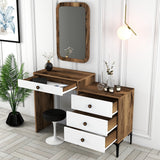 Ladekasten - Ladekast Kaptafel Lizbon Walnoot Wit Melamine 124x84,7x40 cm - Dimehouse