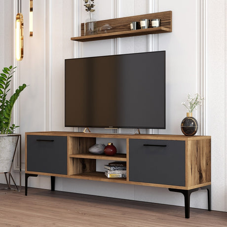 Ensemble de meubles télévisés Riga Walnut Anthracite Mélamine 140x48x30 cm