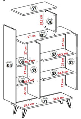 Bibliothèque scandinave noyer mélaminé blanc Form 90x132x32 cm