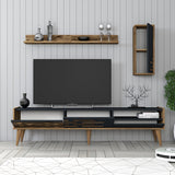 TV Meubels - TV Meubel Set Valensiya Walnoot Antraciet Melamine 180x35x45 cm - Dimehouse