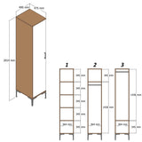 Kledingkasten - Kledingkast Kumual S Walnoot Antraciet Melamine 40x47,5x201,4 cm - Dimehouse