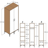 Kledingkasten - Kledingkast Kumsal PR Walnoot Antraciet Melamine 80x47,5x201,4 cm - Dimehouse