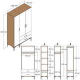 Kledingkasten - Kledingkast Kumual PT Walnoot Antraciet Melamine 120x47,5x201,4 cm - Dimehouse
