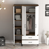 Kledingkasten - Kledingkast Kumual RT Walnoot Wit Melamine 120x47,5x201,4 cm - Dimehouse