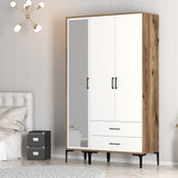 Kledingkasten - Kledingkast Kumual RT Walnoot Wit Melamine 120x47,5x201,4 cm - Dimehouse