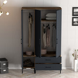 Kledingkasten - Kledingkast Kumual ST Walnoot Antraciet Melamine 120x47,5x201,4 cm - Dimehouse