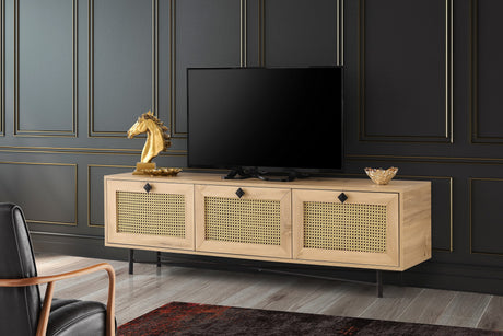 Meuble TV Japandi Alcazar Chêne Mélamine 180x60x40 cm