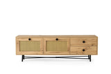 Meuble TV Japandi Hapsiyas Chêne Mélamine Noir 180x60x40 cm