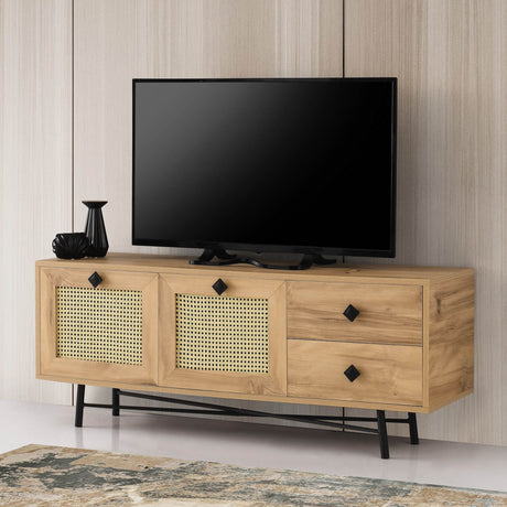 Meubles de télévision Hapsiyyas Oak Noir mélamine 140x60x40 cm