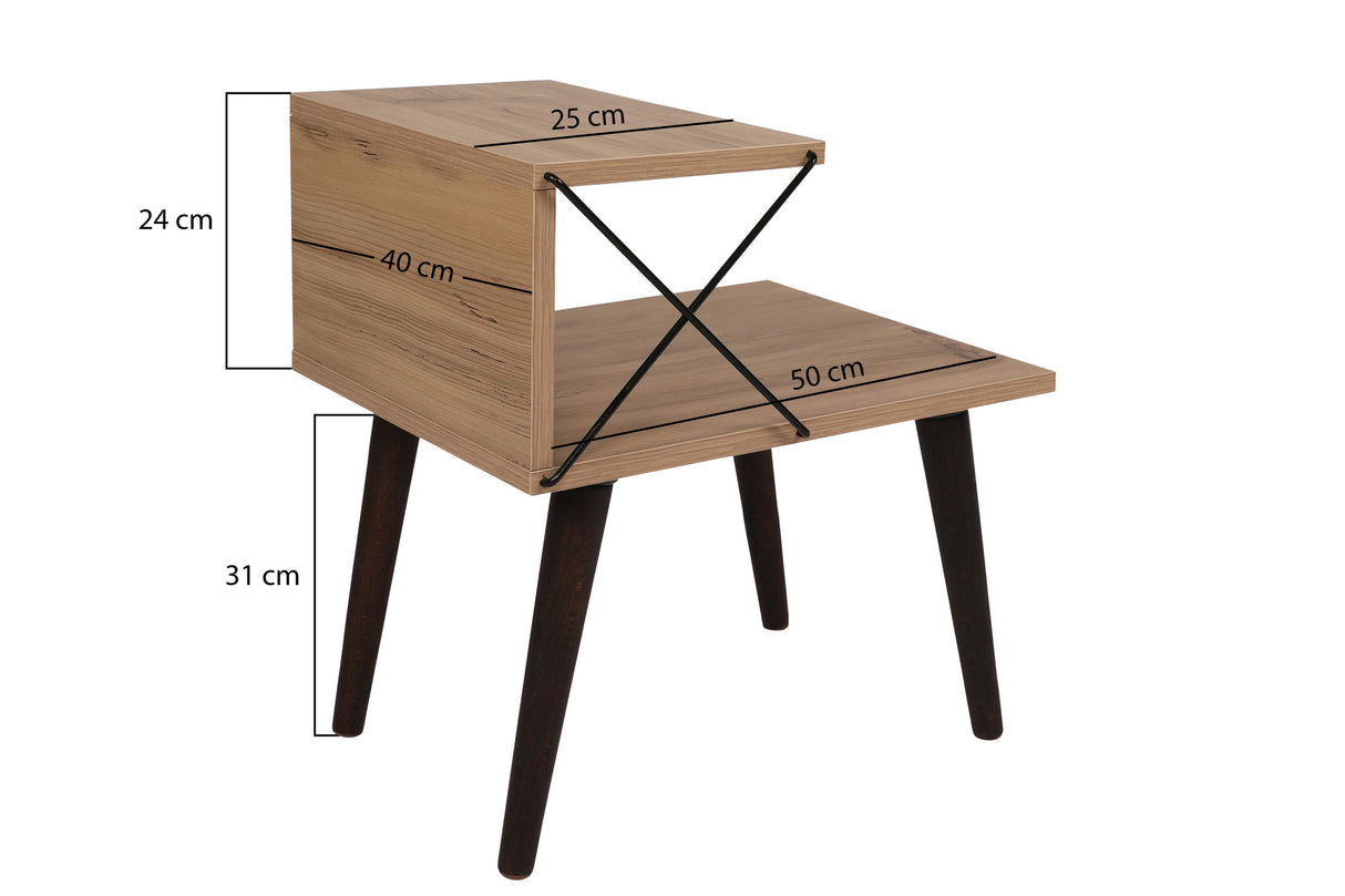 Table de chevet croix de chêne mélamine 50x55x40 cm