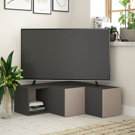 TV Meubels - TV Meubel Compact Antraciet Bruin Melamine 90x32x92 cm - Dimehouse