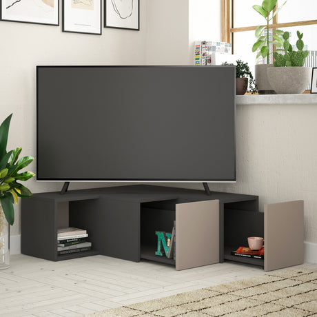 TV Meubels - TV Meubel Compact Antraciet Bruin Melamine 90x32x92 cm - Dimehouse