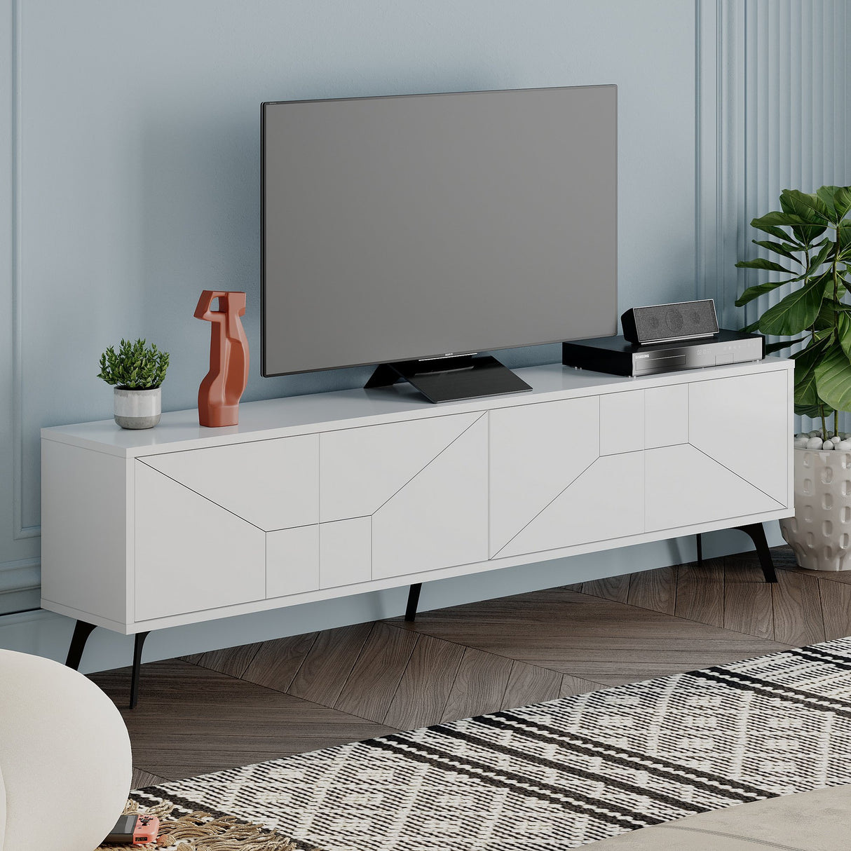 TV Meubels - TV Meubel Dune Wit Melamine 180x50x29,6 cm - Dimehouse