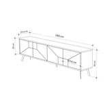TV Meubels - TV Meubel Dune Wit Melamine 180x50x29,6 cm - Dimehouse
