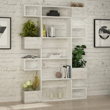 Bibliothèque moderne à compartiments asymétriques mélamine blanc Niho 120x171x20 cm