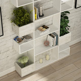 Bibliothèque moderne à compartiments asymétriques mélamine blanc Niho 120x171x20 cm