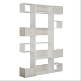 Bibliothèque moderne à compartiments asymétriques mélamine blanc Niho 120x171x20 cm