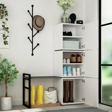 Armoire à chaussures mello blanc anthracite mélamine 109x149x39 cm