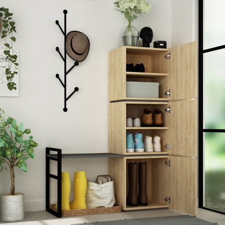 Cabinet à chaussures Mello Oak Anthracite Mélamine 109x149x39 cm