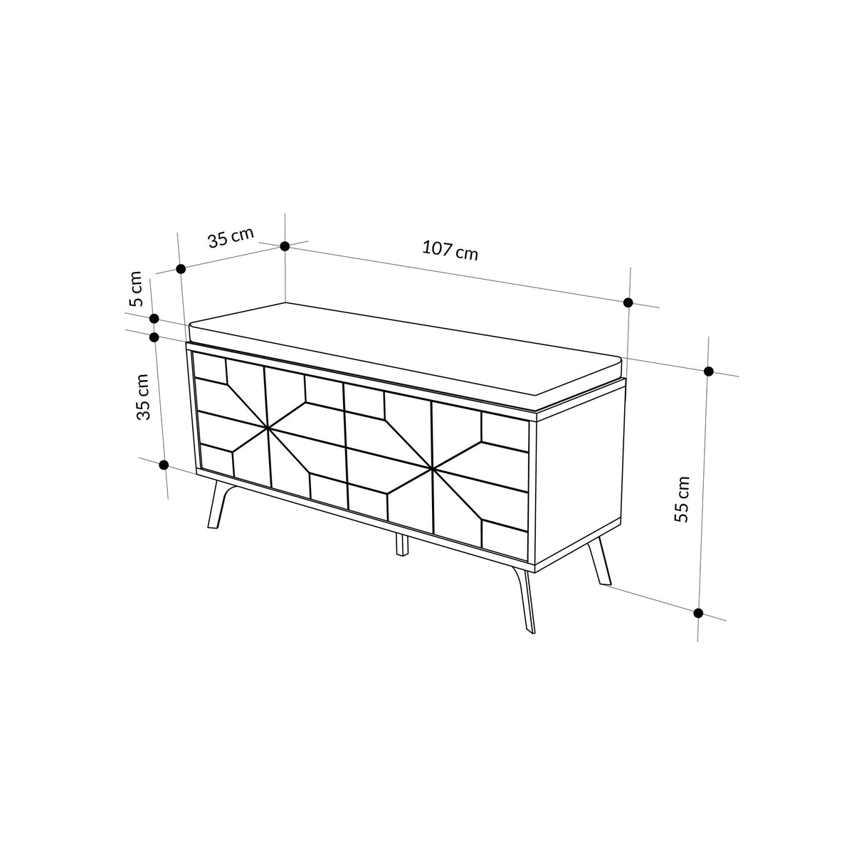 Banc d'armoire à chaussures de dune mélamine naturelle 107x55x35 cm